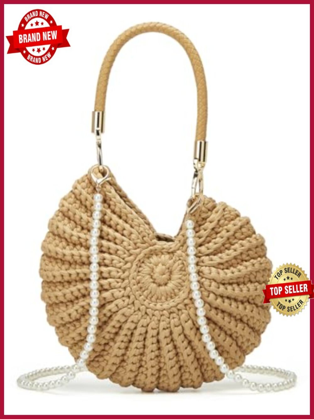 Handwoven Crochet Hobo Bag Crossbody Shoulder Beach Purse